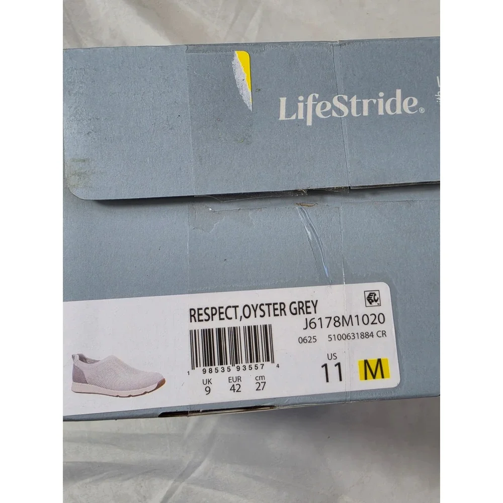 Bzees LifeStride Respect Oyster Grey Metallic Knit Slip On Sneakers Womens 11 M